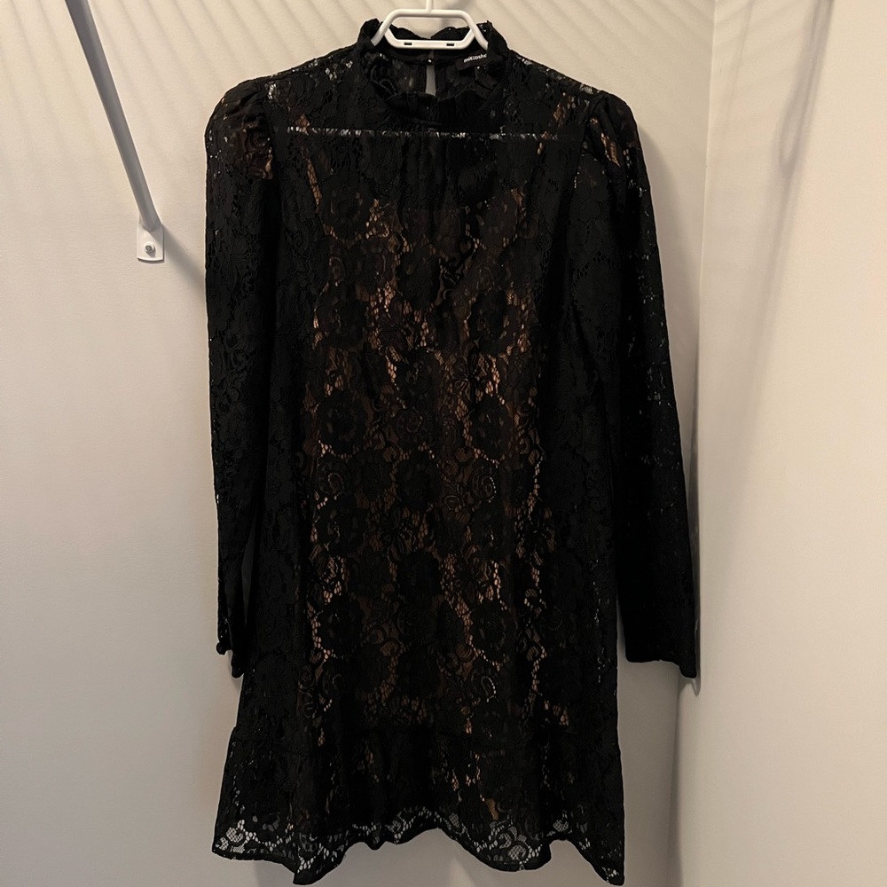 Black Lace Dress with Nude Slip